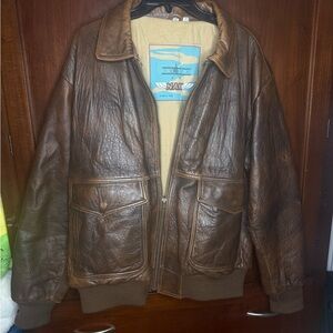 NAK Vintage Brown Leather Bomber Jacket